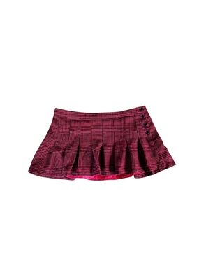 Y2K Red Plaid Ultra Mini Skirt Pleated Size 17 Miley Cyrus x Max Azria